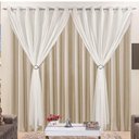 Ver imagem 1 de Cortina Jéssica 3 Metros Bege Tecido Microfibra com Voal Clássica Cromada