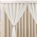 Ver imagem 3 de Cortina Jéssica 3 Metros Bege Tecido Microfibra com Voal Clássica Cromada
