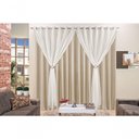 Ver imagem 2 de Cortina Jéssica 3 Metros Bege Tecido Microfibra com Voal Clássica Cromada