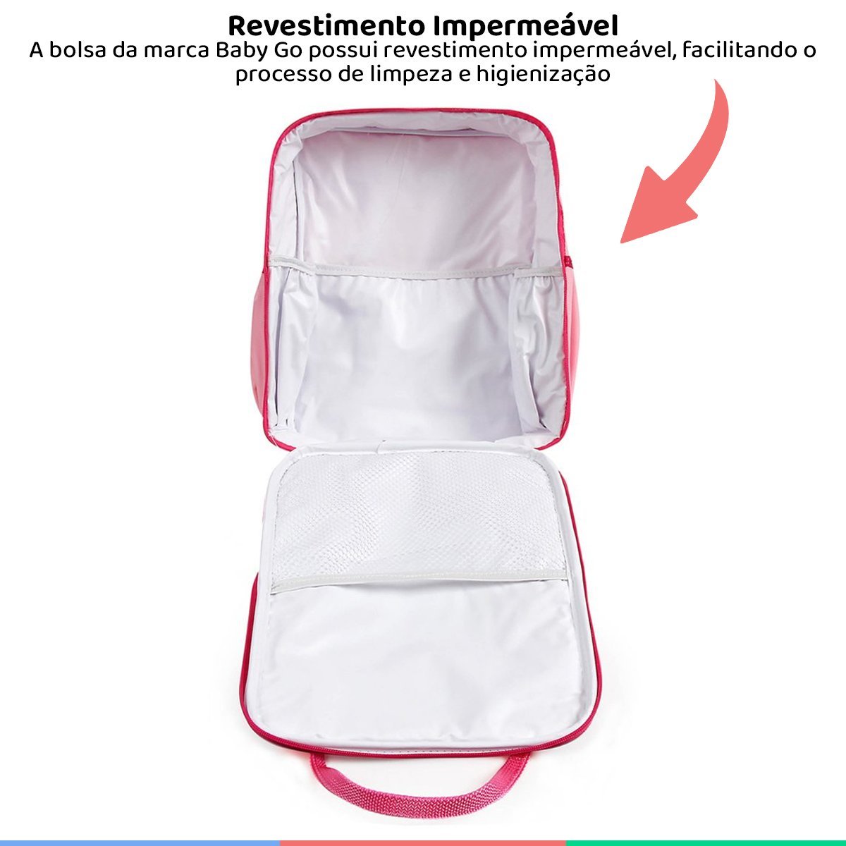 Bolsa Maternidade Com Trocador Para Bebê e Bolsos Para Organização Baby Bag Mini Rosa Baby Go - 4