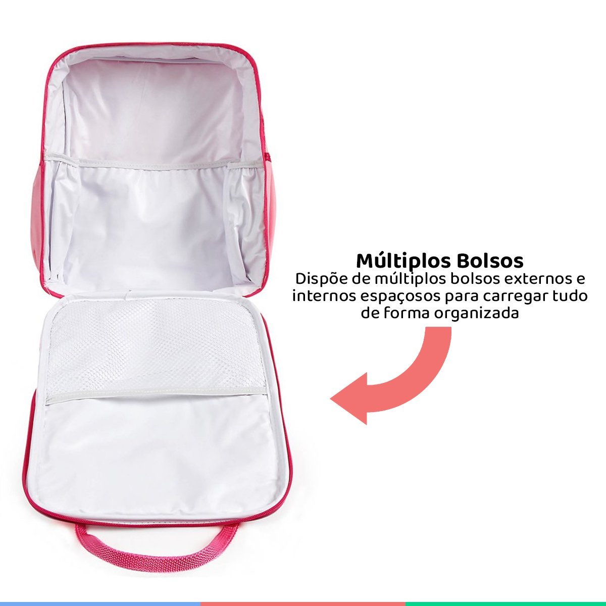 Bolsa Maternidade Com Trocador Para Bebê e Bolsos Para Organização Baby Bag Mini Rosa Baby Go - 3