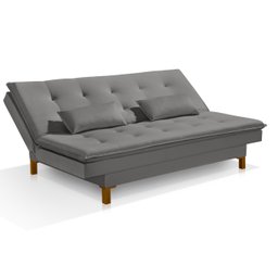 Sofá Cama Bangkok Reclinável em Madeira Resistente Veludo:cinza - 1