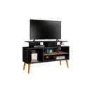 Ver imagem 4 de Rack Lion Sala Estar Tv Estante com Nichos e Prateleiras:preto/canela