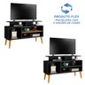 Rack Lion Sala Estar Tv Estante com Nichos e Prateleiras:preto/canela - 3