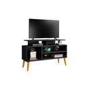 Ver imagem 5 de Rack Lion Sala Estar Tv Estante com Nichos e Prateleiras:preto/canela