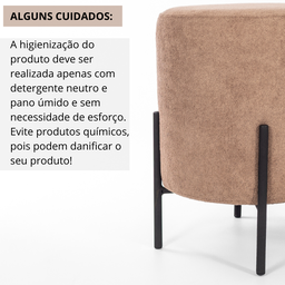 Puff Siena Decorativo Tecido Boucle Banqueta Redondo Pés de Metal - 6