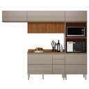 Ver imagem 1 de Cozinha Modulada Proença 4 Peças com Aéreo 120cm Ripado Nogueira Touch/nude Prime Tx - Demartêz