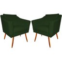 Ver imagem 1 de Kit 2 Poltronas Decorativa Agatha Suede Verde Pés Madeira Mz Decor