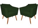 Ver imagem 1 de Kit 2 Poltronas Decorativa Agatha Suede Verde Pés Madeira Mz Decor