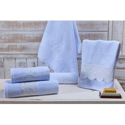 Jogo de Banho Noblesse Luxo Bordado 5 Pecas Branco com Bordado em Branco^ - 1