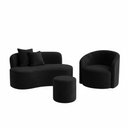 Ver imagem 2 de Conjunto 01 Poltrona + Sofá e 1 Puff Curvo Orgânico Nature Gaia Veludo Preto - Montanaris Decor