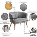 Ver imagem 3 de Poltrona Decorativa para Recepção Pés de Madeira Natural Tecido Veludo Premium Suporta 120kg