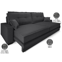 Sofá Palermo 2,80m Retrátil e Reclinável Linho Soft Grafite - Netsofas - 2