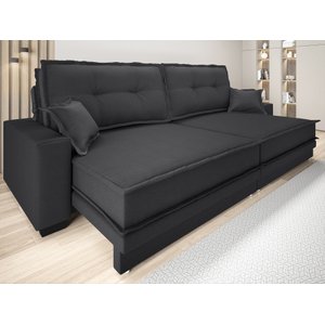 Sofá Palermo 2,80m Retrátil e Reclinável Linho Soft Grafite - Netsofas