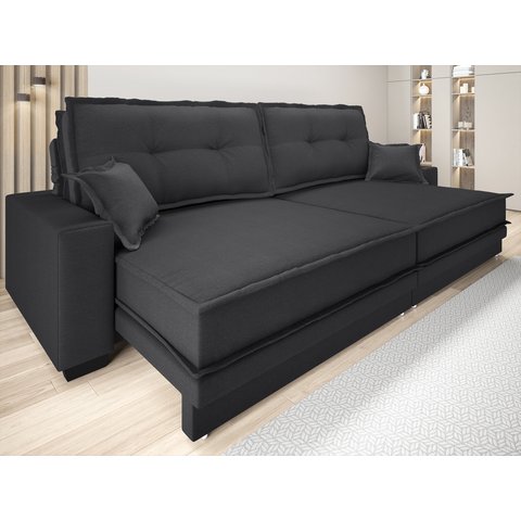 Sofá Palermo 2,80m Retrátil e Reclinável Linho Soft Grafite - Netsofas