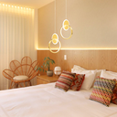 Ver imagem 7 de Luminária Pendente Teto 1,50m Led Duplo 24 Watts 3 Cores Lustre Bivolt Gimpo Kjdd-l-004:dourado