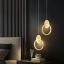 Ver imagem 4 de Luminária Pendente Teto 1,50m Led Duplo 24 Watts 3 Cores Lustre Bivolt Gimpo Kjdd-l-004:dourado