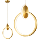 Ver imagem 1 de Luminária Pendente Teto 1,50m Led Duplo 24 Watts 3 Cores Lustre Bivolt Gimpo Kjdd-l-004:dourado