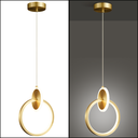 Ver imagem 2 de Luminária Pendente Teto 1,50m Led Duplo 24 Watts 3 Cores Lustre Bivolt Gimpo Kjdd-l-004:dourado