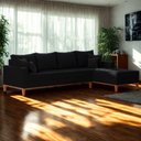 Ver imagem 2 de Sofá 4 Lugares Beny com Chaise Direito Linho Preto