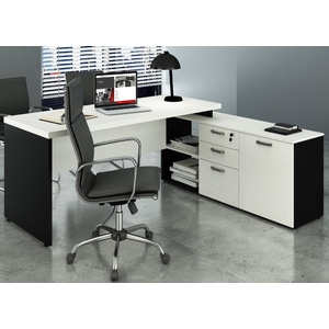 Mesa Consultório em L 1,70x1,60 Web40 + Armário Branco/Preto