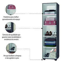 Armário Multiuso Organizador Lavanderia Sofia Preto J&A - 6