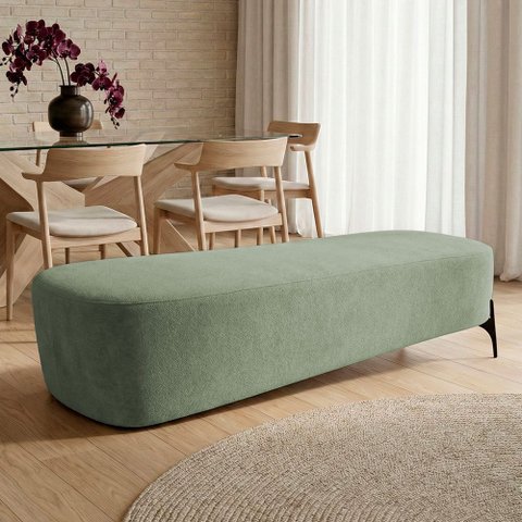 Puff Recamier Decorativo Orgânico Lavie 140cm Premium Bouclê Verde Menta - Desk Design