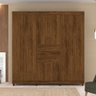 Guarda Roupa Casal 8 Portas 3 Gavetas 218cm Angelim V02 Imbuia Rústico - Mpozenato - 2