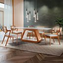 Ver imagem 1 de Conjunto de Mesa e Cadeiras Madeira Maciça Tauri com Acabamento em Verniz Kit com 6 Távoli Decor
