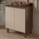Ver imagem 2 de Balcão com Tampo 2 Portas MDF 80 cm Kali 1222322 Carvalho Toq Off White Nicioli