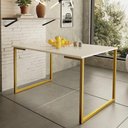 Ver imagem 1 de Mesa de Jantar Steel Estilo Industrial Pés de Aço 120x80cm Dourado/Off White