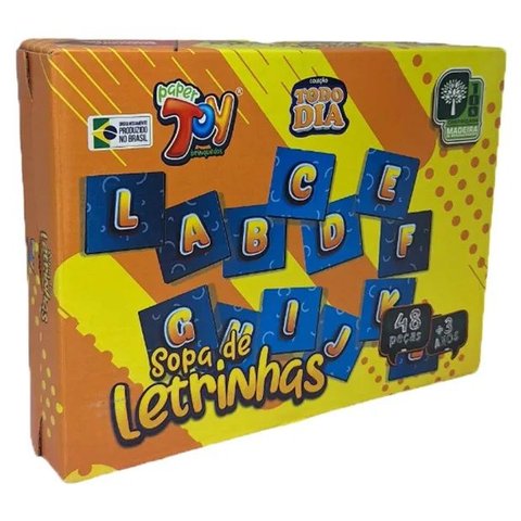 Brinquedo Sopa de Letrinhas 48 Peças em Mdf +3 Anos Paper Toy