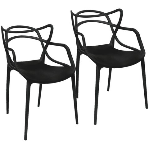 Kit 2 Cadeiras Monobloco Allegra Preta Preto