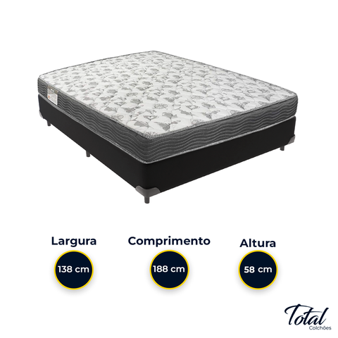 Cama Box Casal Preto e Colchão Iso 100 D33 Ortobom