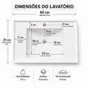Ver imagem 3 de 2 Lavatório Retangular 60cm Plástico para Lavabo Prático Branco