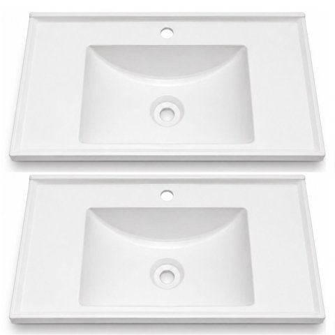 2 Lavatório Retangular 60cm Plástico para Lavabo Prático Branco