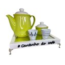 Ver imagem 5 de Bandeja Cantinho do Café com Pés de Metal e Espelho 20x30cm:branca/prata