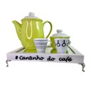 Ver imagem 4 de Bandeja Cantinho do Café com Pés de Metal e Espelho 20x30cm:branca/prata