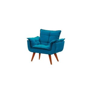 Poltrona Decorativa Opala Azul Turquesa Pé Palito