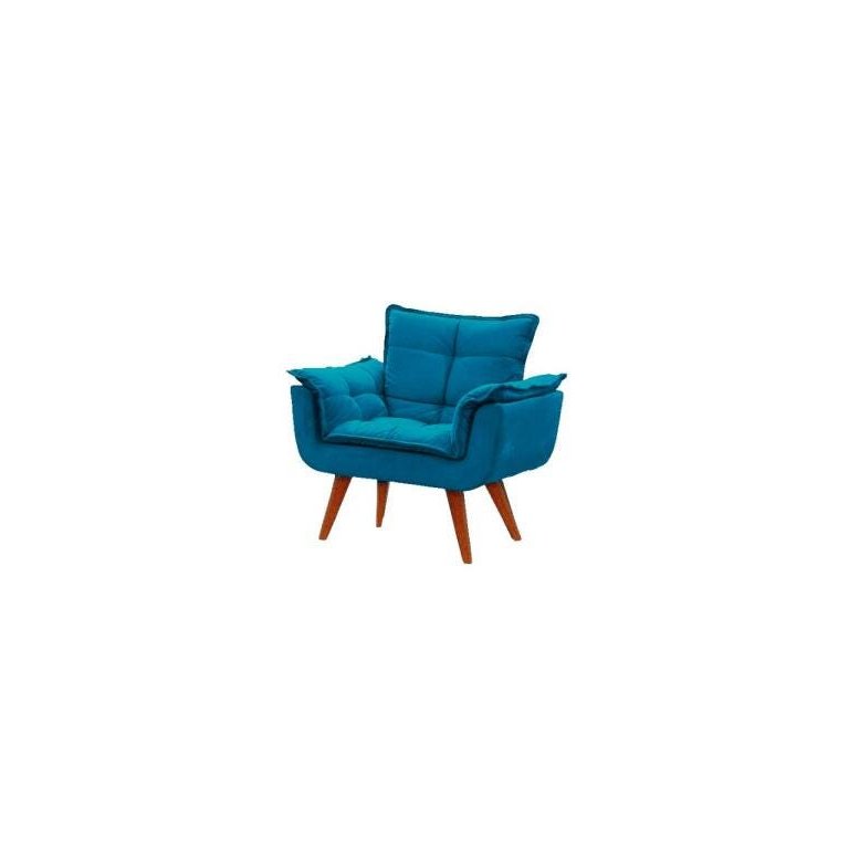 Poltrona Decorativa Opala Azul Turquesa Pé Palito