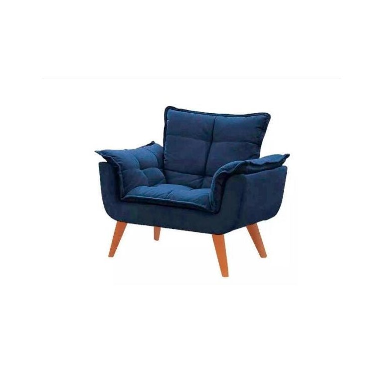 Poltrona Decorativa Opala Azul Marinho Pé Palito