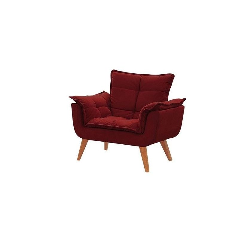 Poltrona Decorativa Opala Vermelho Bordô Pé Palito