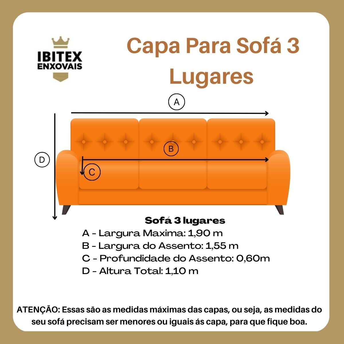 Capas de Sofá 3 Lugares com Fixador:mostarda - 5