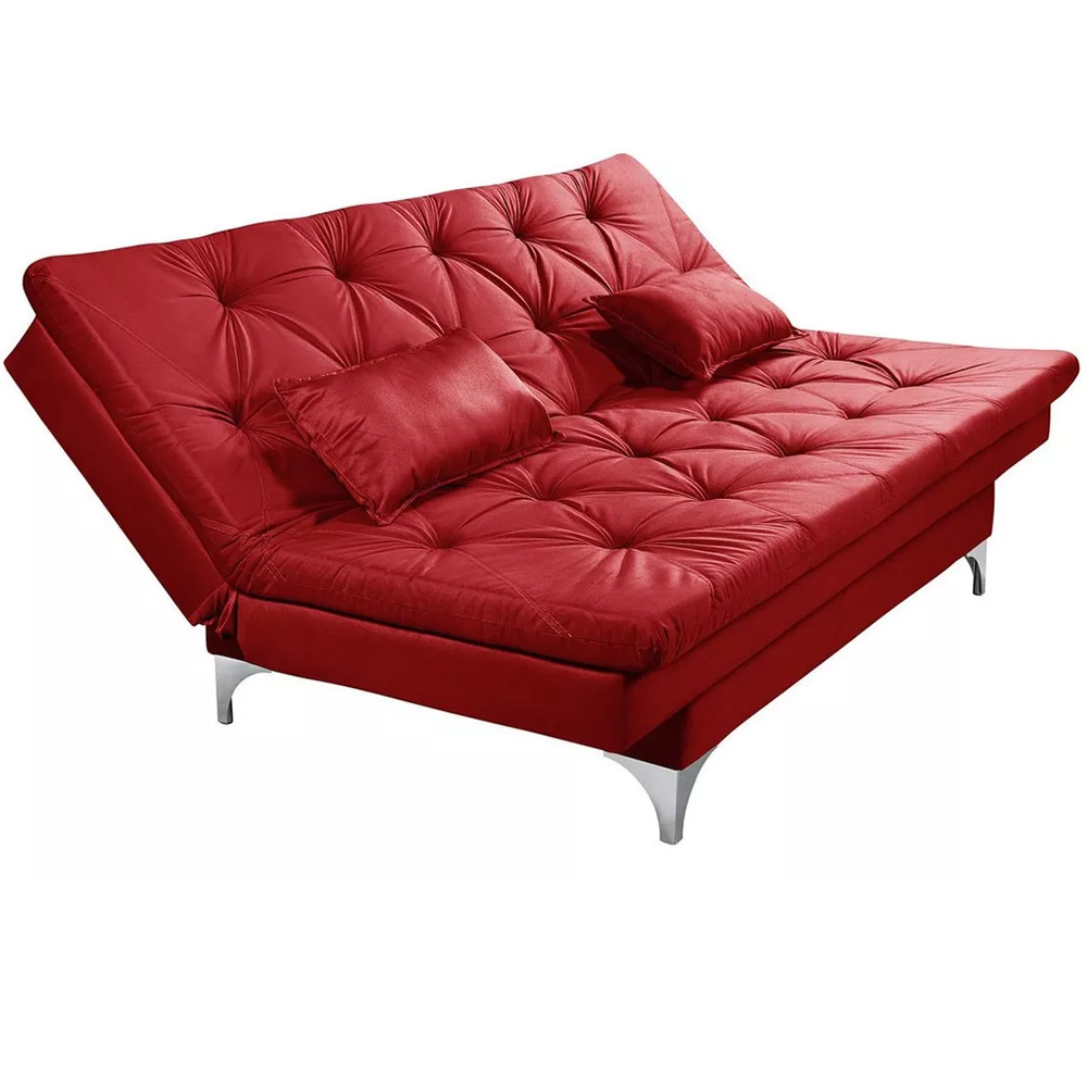 Sofá Cama 3 Lugares Multiuso Sued Premium:vermelho - 5