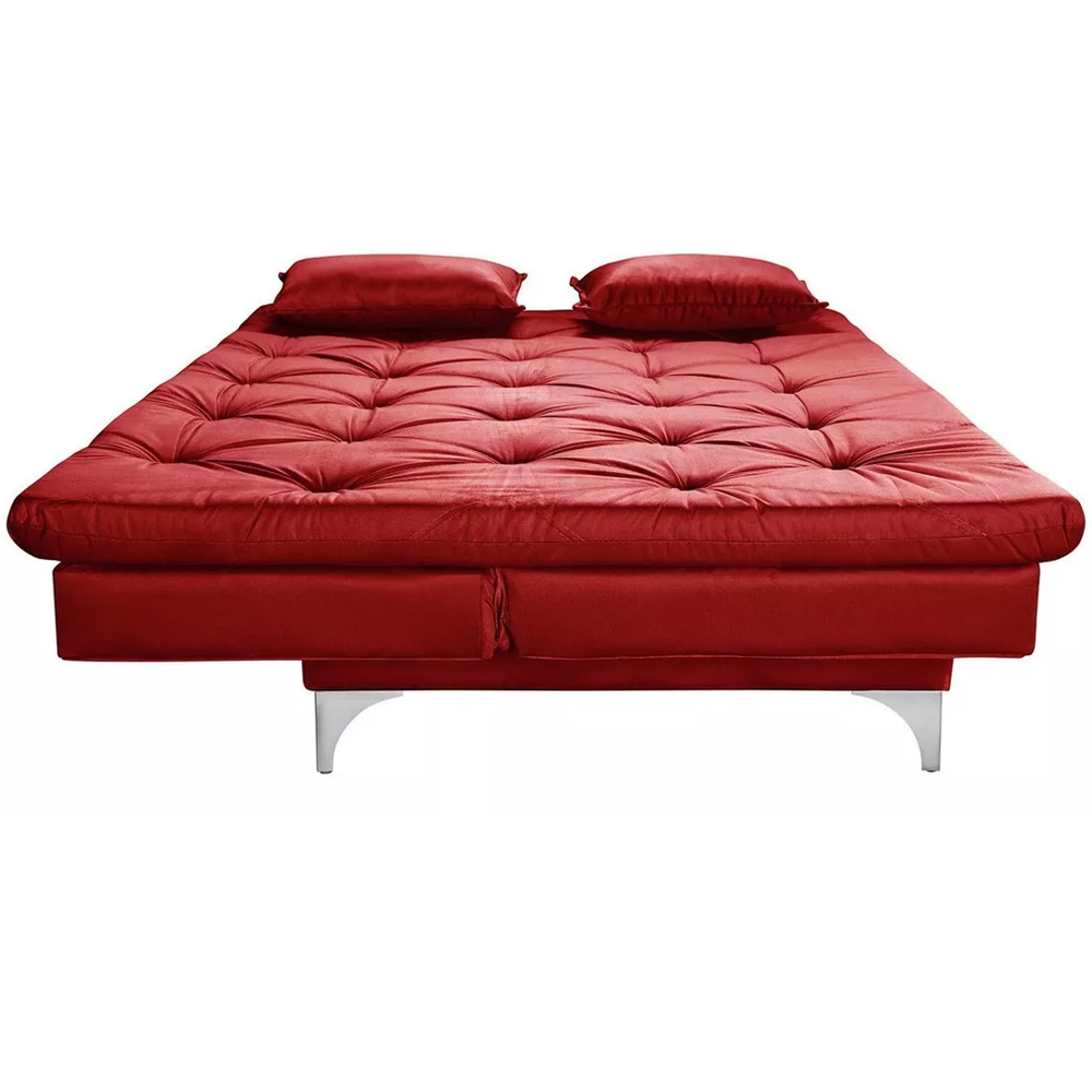 Sofá Cama 3 Lugares Multiuso Sued Premium:vermelho - 4