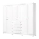 Ver imagem 2 de Guarda Roupa Casal Amy 6 Portas de Bater 4 Gavetas MDF-MDP Branco HP Casa 812
