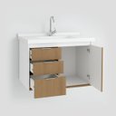 Ver imagem 3 de Gabinete para Banheiro Unik 80cm com Pia Lavatorio Suspenso Fimap Montado Branco Freijó