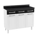 Ver imagem 1 de Balcão de Cozinha de Aço Triplo com Tampo Rose Multimóveis CR6091 Branco/Preto