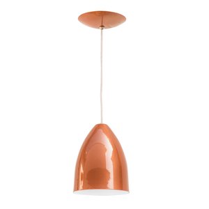 Kit 2 Pendente Soft Poptem Cone Aluminio Cobre e Branco Luminária Lustre 18cm Sala