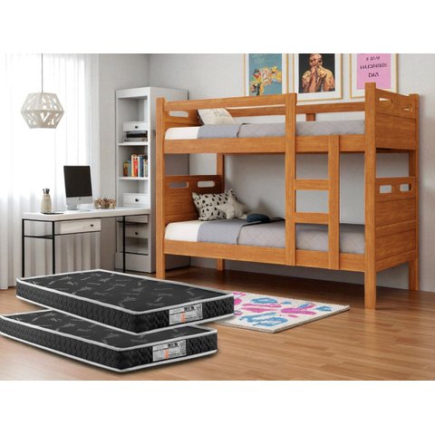 Beliche ou Duas Camas Solteiro C 2 Colchões D20 Confortáveis